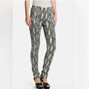 Zadig & Voltaire Pharell Python Pants Grey Black Textured Snake Print Size 36 S